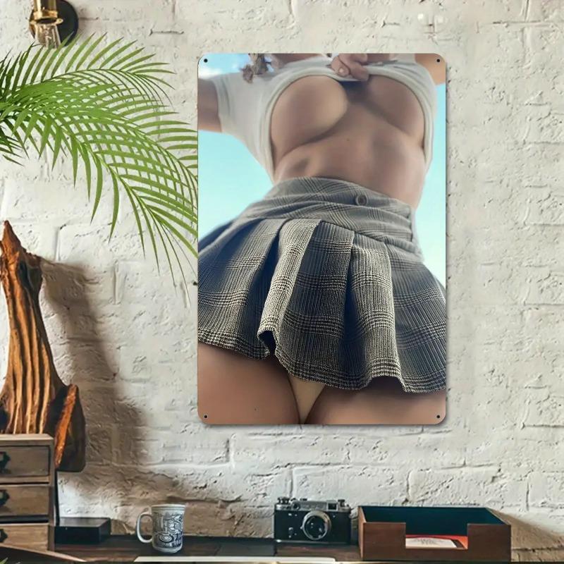 Noel Pin-Up Kızları Metal Tabela, Ofis Hediyesi Duvar Dekoru 20x30cm