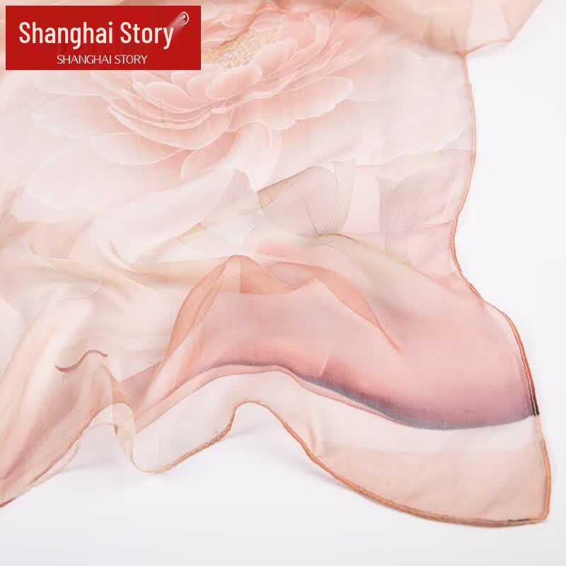 Shanghai Story Women's Mulberry Silk Chiffon Printed Long Scarf