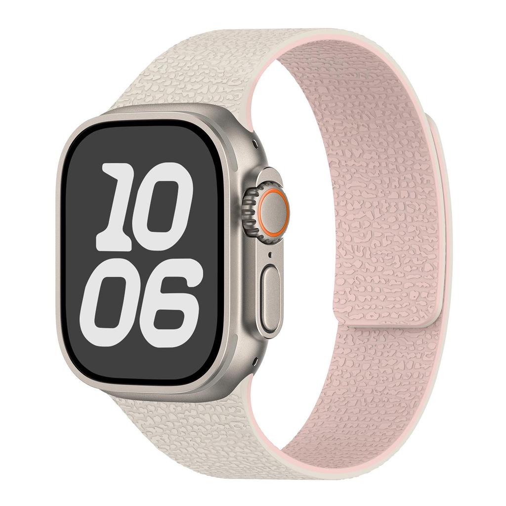 Compatible with Apple Watch Bands Series 1-11/Ultra 1-3/SE3 Lychee Pattern Soft Magnetic Silicone Strap.