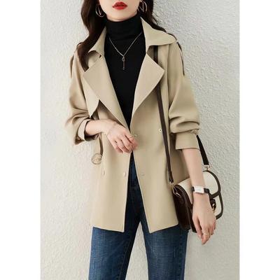 Khakifarbener Trenchcoat Damen Herbst Neu Klein Hochwertig Taille und Schlanker Mantel