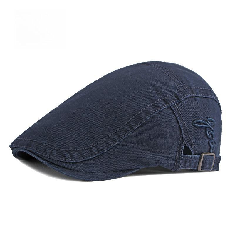 Unisex Cotton Flat Cap British Retro Beret Hat Vintage Ivy Newsboy Cap for Men and Women Adjustable Casual Sun Hat with Embroidery