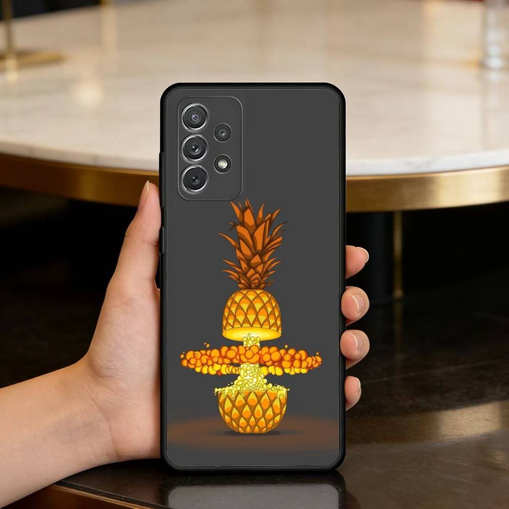 S-Summer P-Pineapple Soft Silicone Black Cover Phone Case For Samsung Galaxy A73,A72,A71,A70,A53,A52,A51