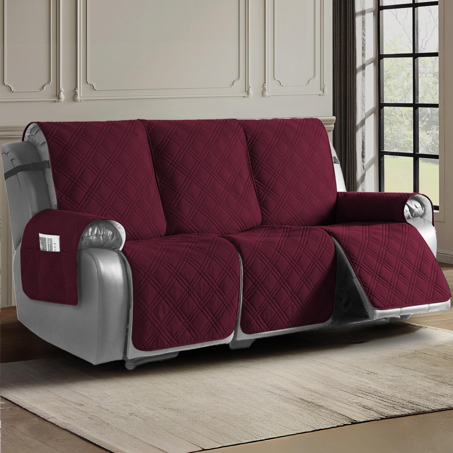 Водонепроницаемый чехол для дивана-реклайнера на 3 места с нескользящим рисунком-сеткой чехол для дивана со ремнями моющийся чехол для дивана-реклайнера для детей и домашних животных вино красного 10700₽
