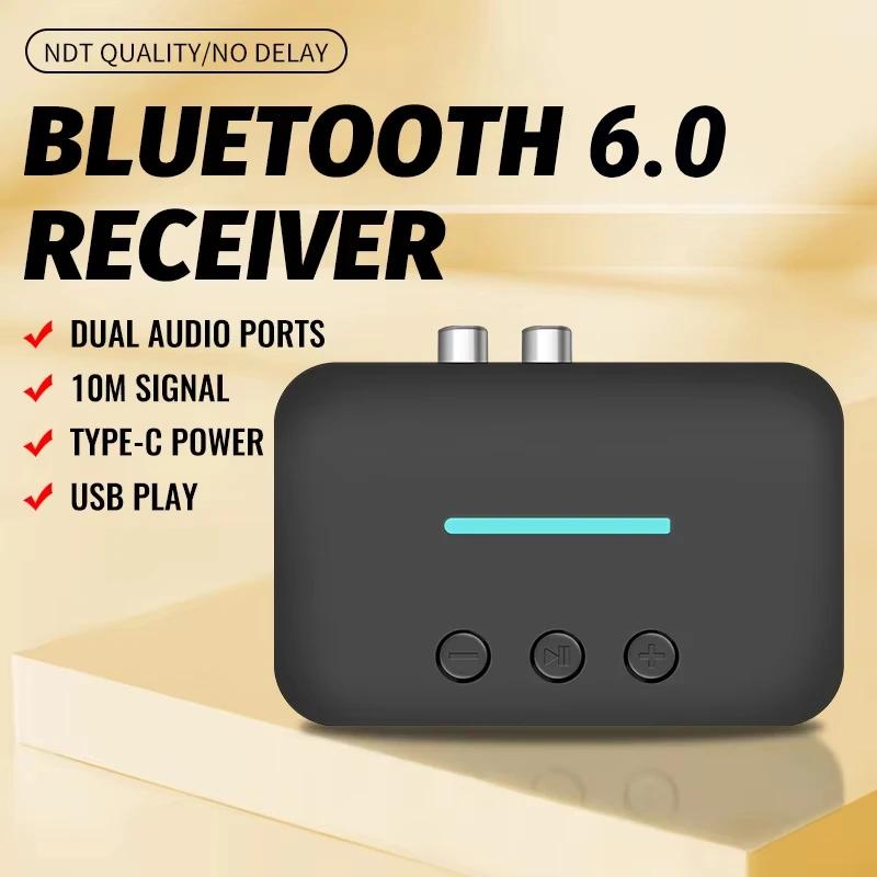 Adaptador Bluetooth 5.0 Receptor de Áudio Sem Fio Estéreo 3.5mm Aux R/LC RCA Suporte para Reprodução de U-disk