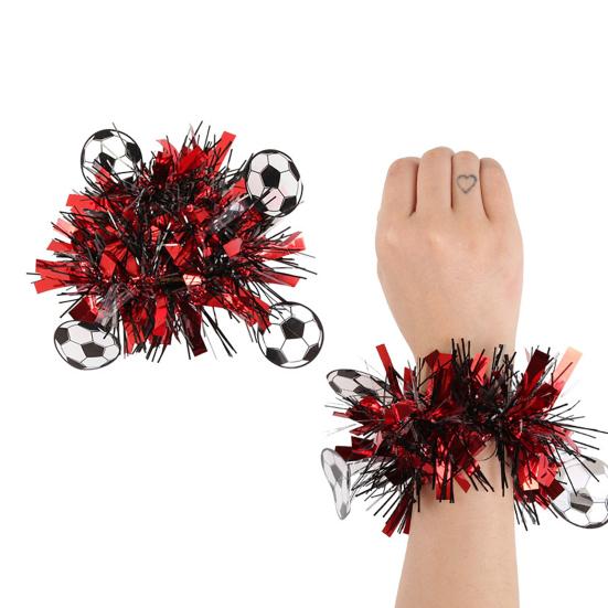Flor de Pulso com Tema de Futebol Pulseira de Pom Pom de Líder de Torcida Flor de Dança Bola de Flores para Eventos de Futebol Dia do Jogo Lembrancinhas de Festa