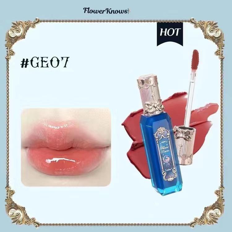 Flower Knows Mermaid da Lua Gloss Labial Transparente Coleção Brilho Labial Pedra Preciosa Hidratante Espelho Lábios Preenchedor Gloss Maquiagem 3.5ML