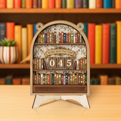 Yousheng Buch Dieses Jahr Gelesen Zähler Holz Leseziel Herausforderungs-Tracker mit Zahlenschildern Bücherregal Dekoration Buchliebhaber Bücherwurm Geschenk