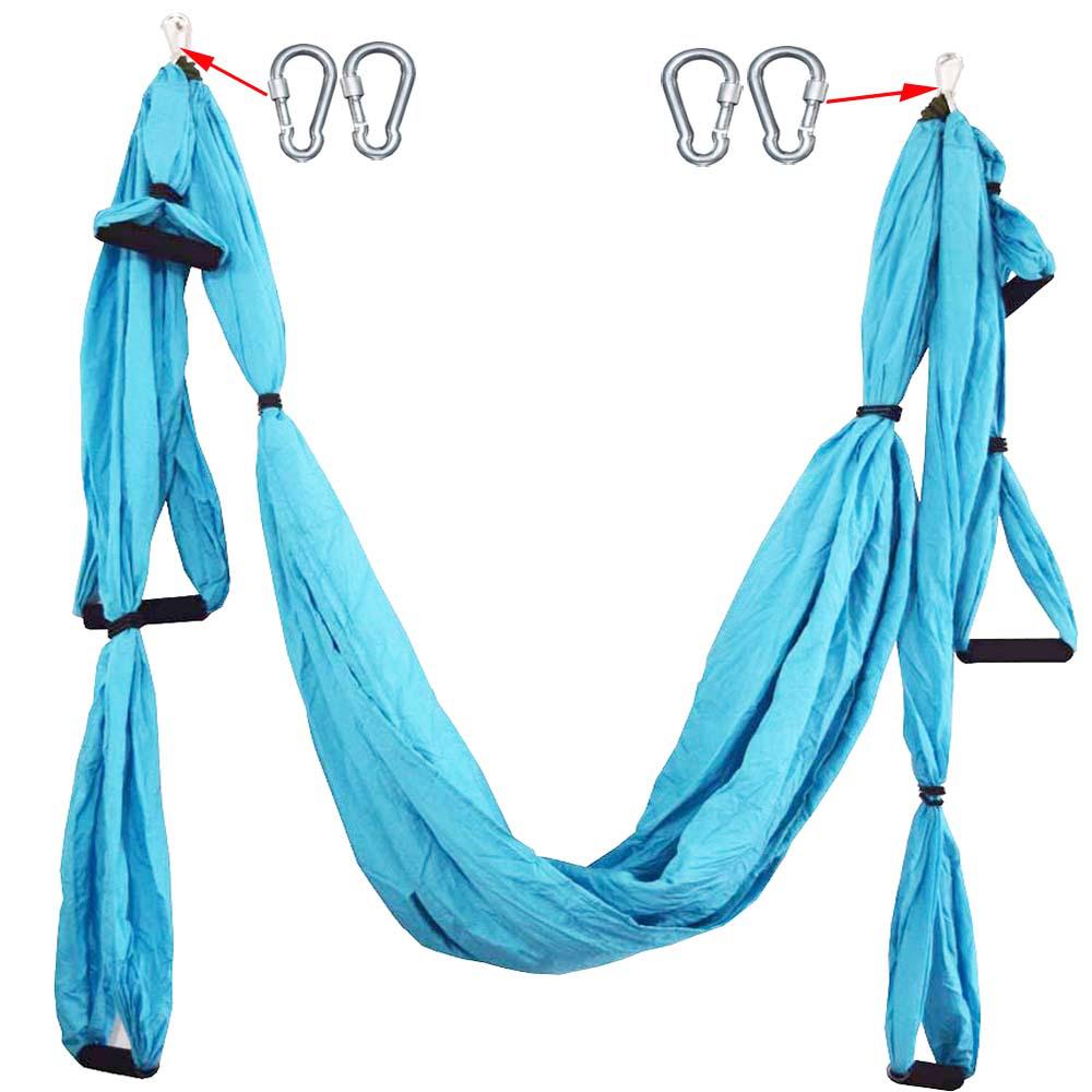 

Color Block Aerial Yoga Hammock: Non-Elastic Anti-Gravity Parachute Fabric Strap 15# Sky Blue/Blue (with buckle)