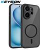 KEYSION Magnetic Phone Case for VIVO V60 Soft Silicone+PC Matte Translucent Clear Shockproof Back Cover for VIVO V60 5G