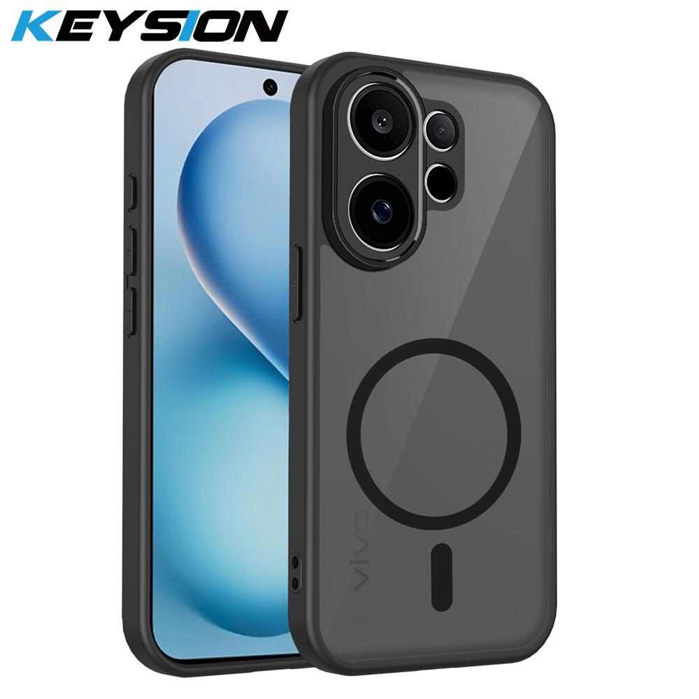 

KEYSION Магнитный чехол для телефона для VIVO V60 Мягкий силикон+ПК Матовый Полупрозрачный Прозрачный Противоударная Задняя Крышка для VIVO V60 5G for VIVO V60 чёрный