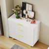 Chest of Drawers with 3 Drawers, Sideboard with Modern Design, Storage Cabinet, White and Gold-H72/B80/T40 cm