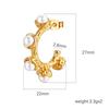 Ins European and American Fashion Retro Style Stainless Steel Inlaid Pearl Stud Earrings Personalized Trend Women's 18K Plated Earrings