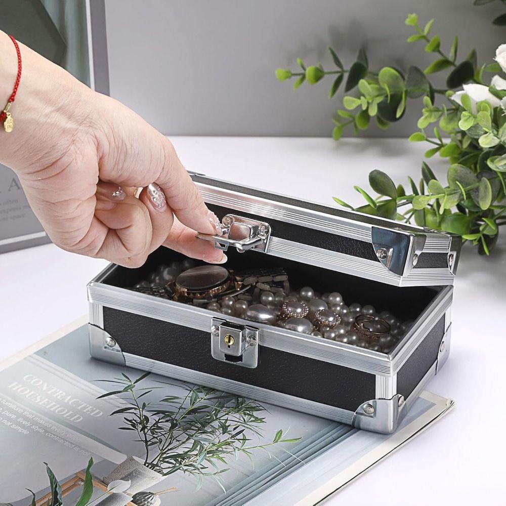 Nárazuvzdorný hliníkový kufr Uzamykatelný design Kovový kufřík Úložný prostor na šperky