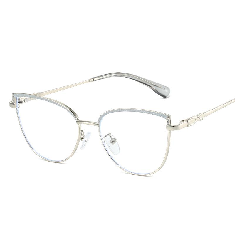 Cat Eye Shape Glasses Frame Women Korean Style Rhinestone Decoration Woman Glasses Fashion Stylish Decorative Glass