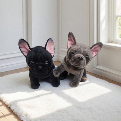 Realistic Black Bulldog Plush Toy - Small Soothing Companion Doll for Children