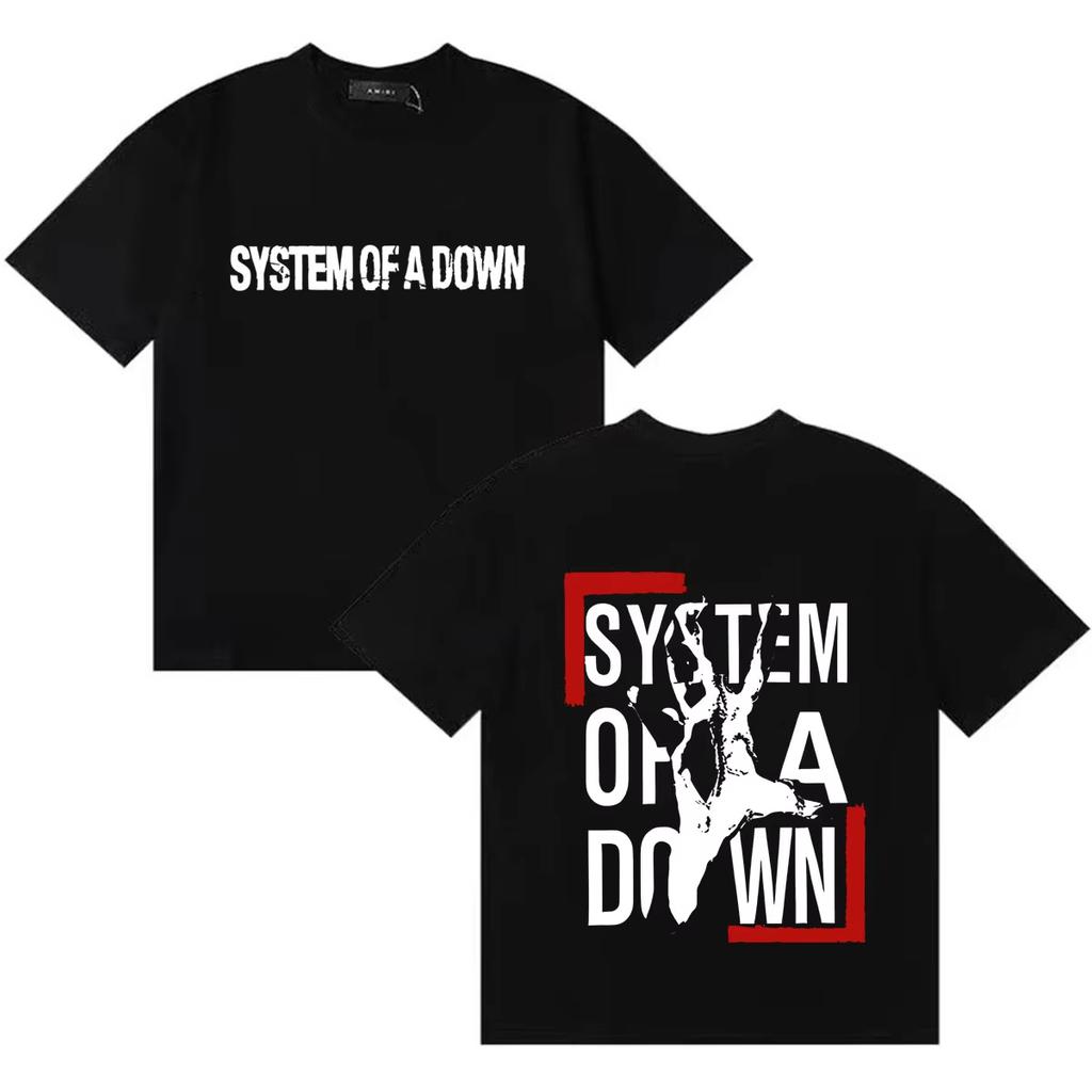 Unisex Cotton ONeck Casual TShirt System of A Down Harajuku Graphic Print Hip Hop Summer Clothing Tshirt