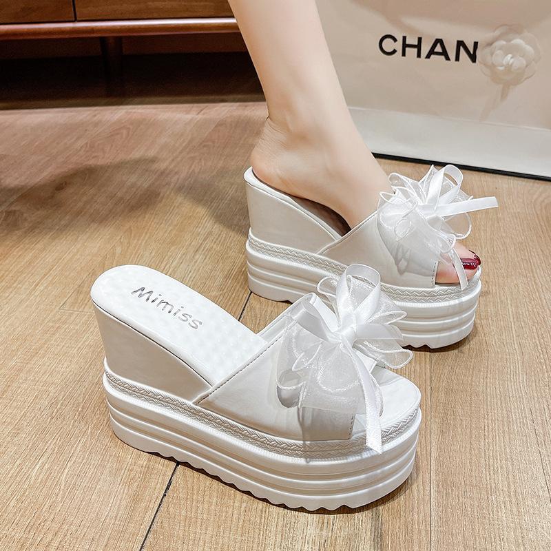 Thick-soled slippers summer wear cool slippers new muffin bottom bow summer beach shoes