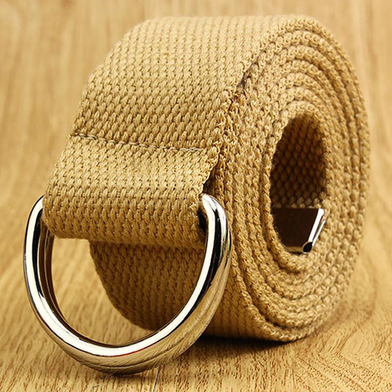 1Pc Nylon/Alloy Casual Solid Color Fashion Double D-ring Buckle Wide Belt Men/Women Jeans