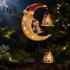 Warm Ambience Yard Decor Solar Snowman/Ghost Moon Stake Light, Waterproof Metal Garden Sculpture, Decorative Halloween Outdoor Decorations Powered