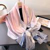 Spring And Summer Thin Print Simulation Silk Brocade Sunscreen Gold Bottom Peony Silk Scarf Long Scarf Shawl Versatile Headscarf Scarf