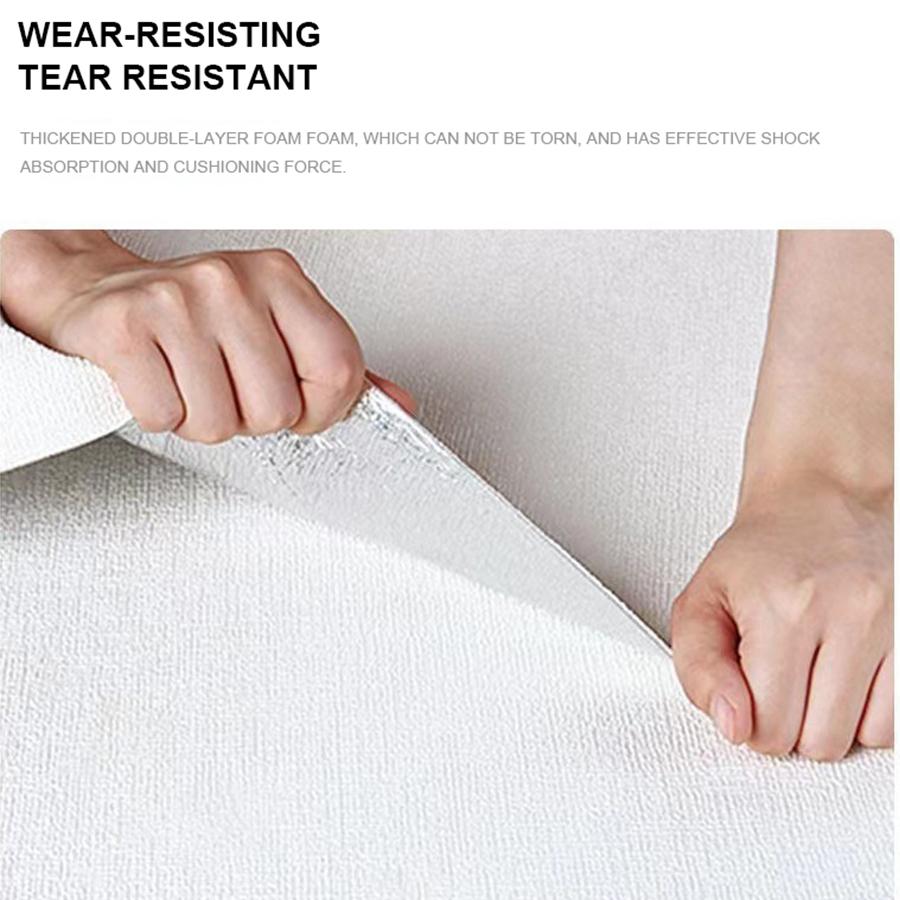 3D Linen Self-Adhesive White Wallpaper Moisture-Proof Waterproof Wall Decoration Living Room Bedroom Background Renovation Film