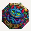 Cheshire Cat: We're All Mad Here Sticker Umbrella, Cute Umbrella with Cute Design, Portable 3-Fold Compact Umbrella for Men & Women, Valentine's Day M
