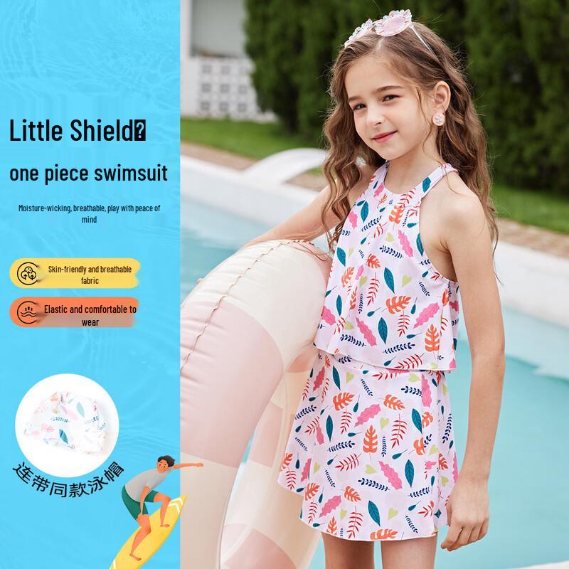 ABC KIDS Girls  Two-Piece Swimsuit with Cap 130