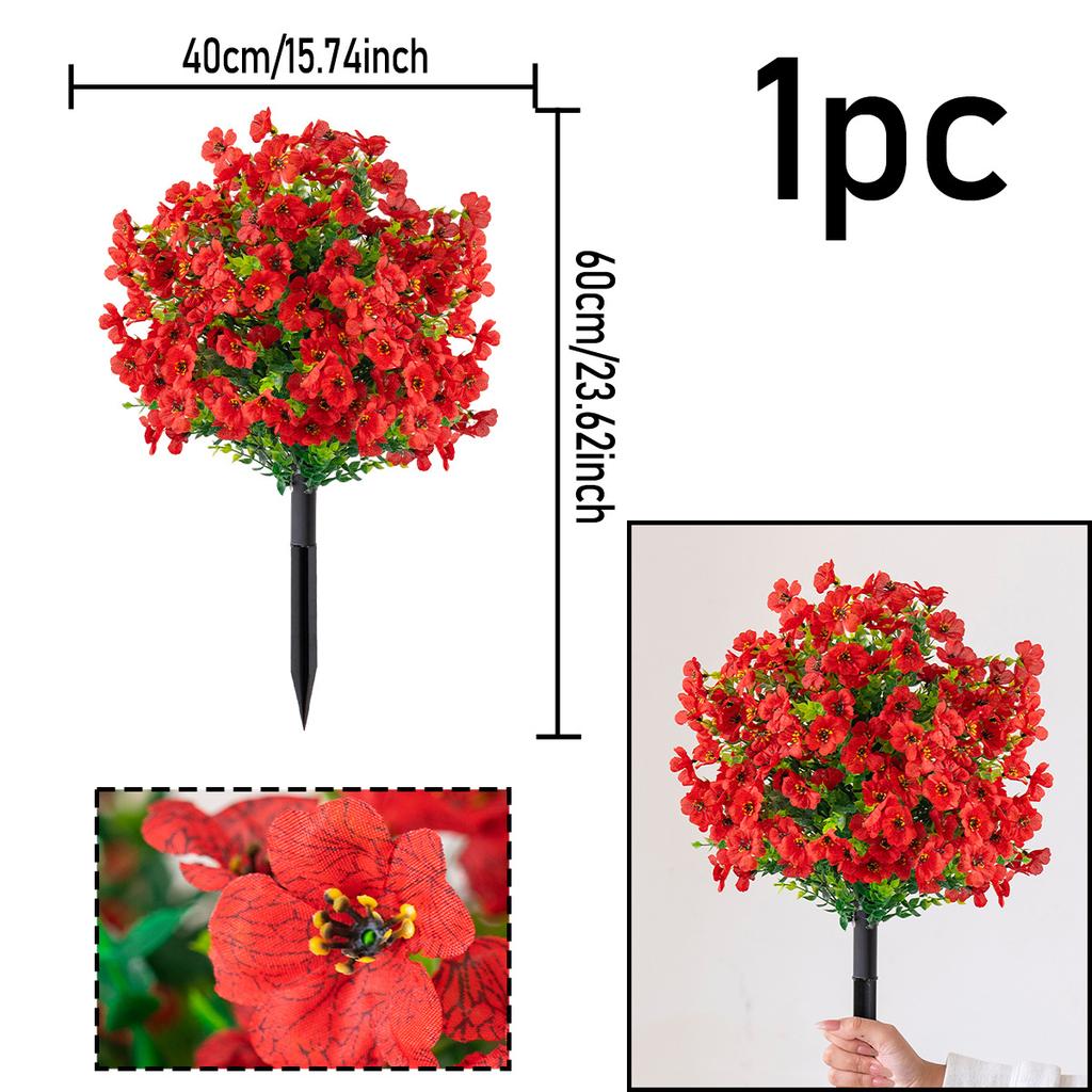 1Bundle Artificial Violet Flowers Balls with Stakes Realistic Outdoor Plants Fake Flower Greenery for Wedding Party Garden Decor