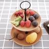 2 Layer Tier Wood Round Serving Display Cakes Platter Food Pastry Stand Rack