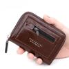 Men RFID Blocking Credit Card Holder Wallet, Genuine Leather Zipper Card Case, Accordion Card Organizer Coin Purse