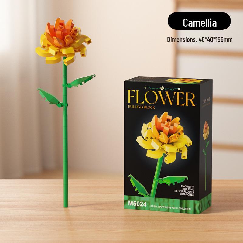 Dream Flower Box: Preserved Building Block Bouquet Set - Sunflower & Carnation. Ideal Toy for Children's Assembly.