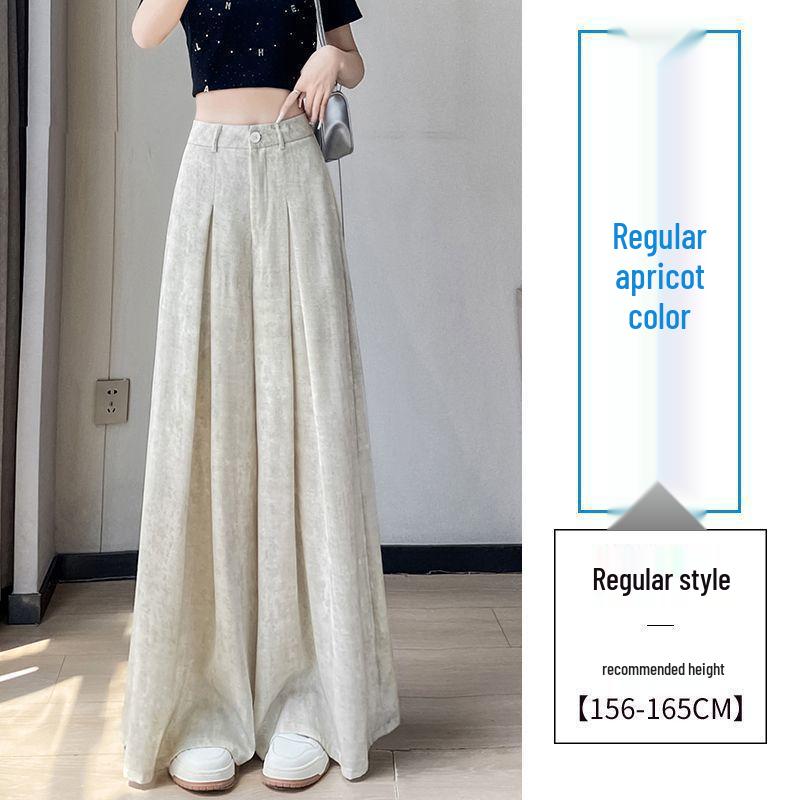 

Women s High-Waisted Tie-Dye Wide-Leg Summer Pants - Elegant, Casual, Floor-Length, Thin M [Recommended for up to 52.5 kg] абрикосовый