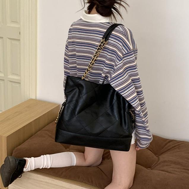IELGY Ladies Tote Bag Large Capacity Black Diamond Chain Shoulder