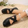 Women's Ballet Flats Cross Elastic Bands Casual Loafers Women Thin Leather Slip-on Scoop Shoes Soft Soles Comfortable Work Shoes