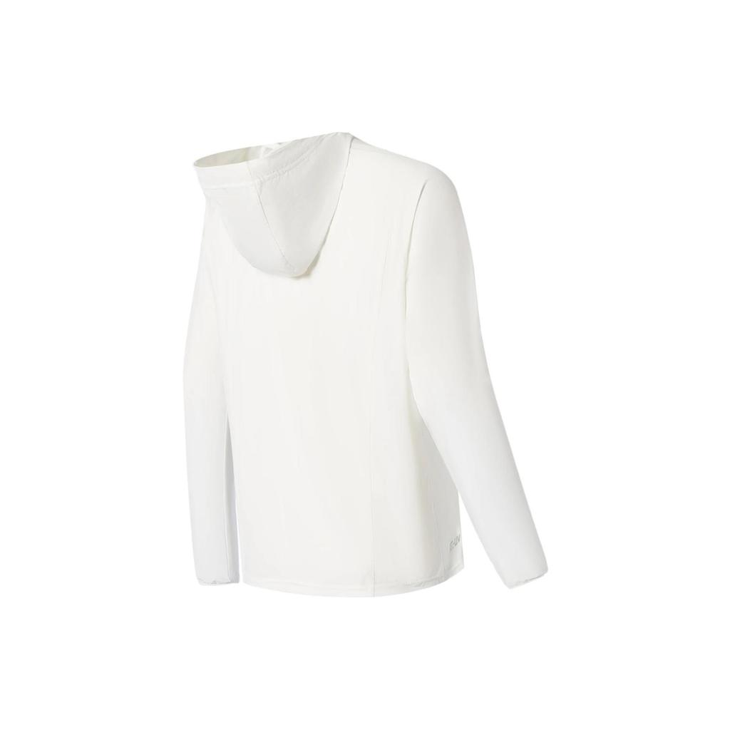 Li Ning Running Series Logo Print Stand Collar Hooded Sports Long Sleeve Jacket Women Jackets White AFDS346-1