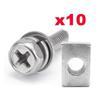 10 Conjuntos de Parafuso e Porca Universais para Terminal de Bateria de Motocicleta, Scooter, ATV, Moto de Terra M6x12mm 4ah 5ah 6ah 7ah