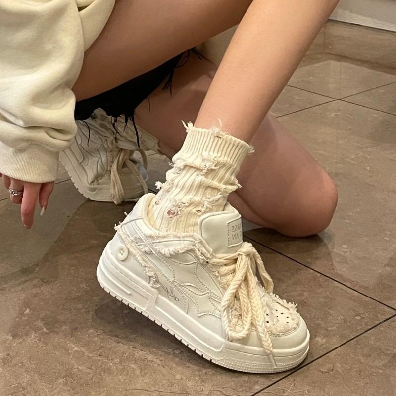 

Women s Shoes 2025 Hot Sale Lacing Women s Vulcanize Shoes Fashion Sewing High Quality Round Head Solid Color Casual Shoes 35 покинуть белый