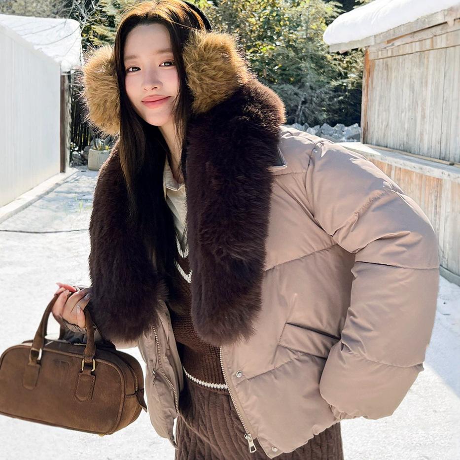 Large lapel short cotton clothes for women's new autumn and winter thickened small and thin versatile warm cotton-padded jacket