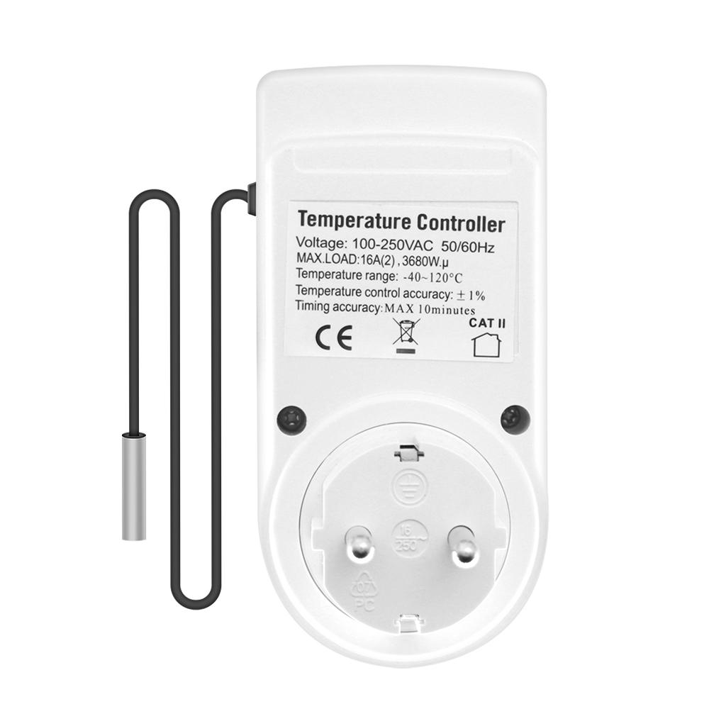 Digitaler Temperaturregler Thermostat Timer Steckdose mit Temperatursensor Hintergrundbeleuchtung Schalter Sensor Sonde Heizen Kühlen