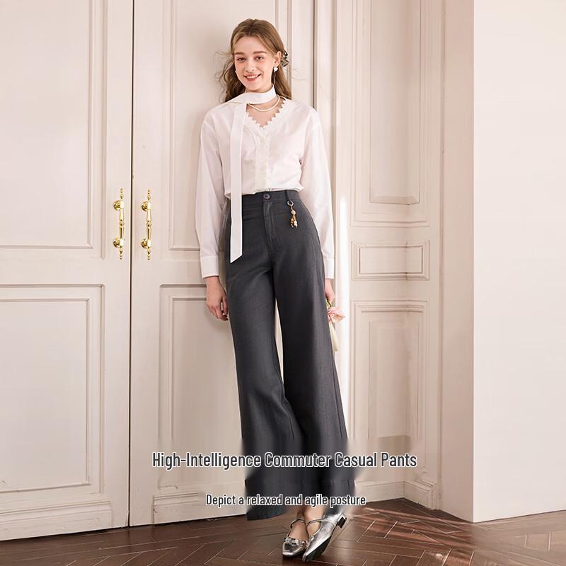 Women's Lyocell-Cotton Blend Wide-Leg Suit Trousers
