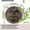 Round Fantasy Dragon Floral 2D Metal Tin Wall Sign for Home Decor