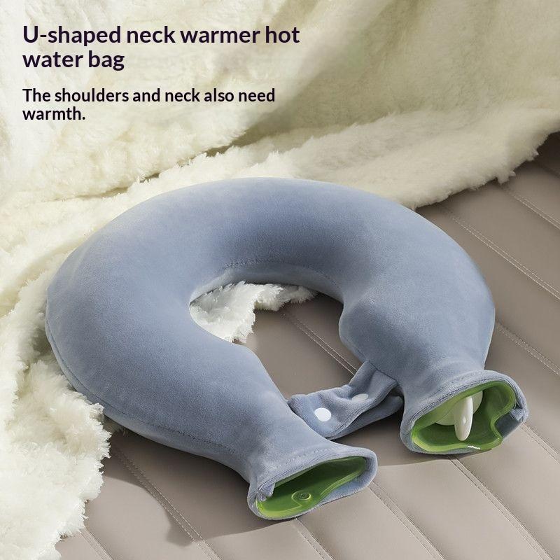 U Shaped Neck Water Bag With Soft Velvet Cover Long Lasting Heat Retention For Neck Pain Relief