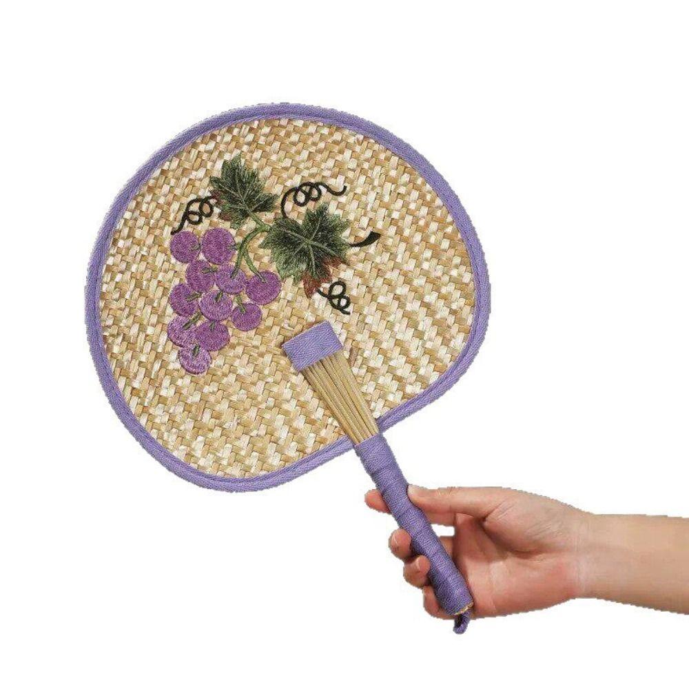 Retro Hand-Woven Fan Chinese Style Hand Cranked Fan Compact Hand Braided Fan Photo Prop
