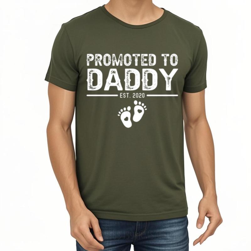 Adult For Her Round Neck Tshirt Big Size Teeshirt Promoted To Daddy Est 2020 Footprints Classic For Her Tops Relaxed Fit Tshirt