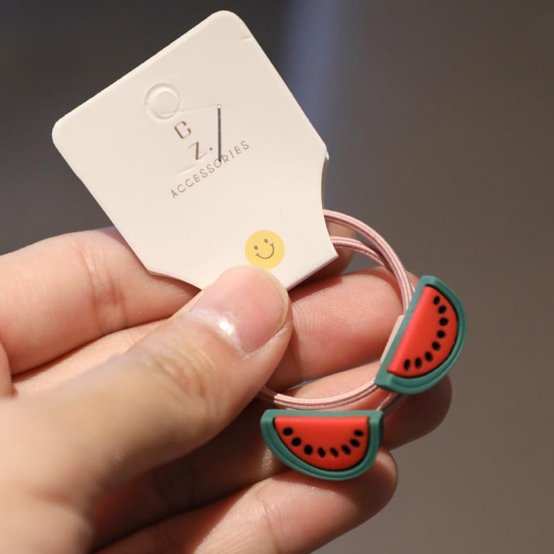 

2PCS Cute Cartoon Avocado Watermelon Princess Headwear Children Ropes Girls Accessories Baby Headdress Kids Elastic Hair Bands