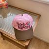 Korean Retro Contrasting Color Pink Baseball Cap Trendy Brand Letter Color Block Baseball Cap Embroidery Ins Soft Top Sun Visor Baseball Cap