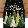 Festive Snowman Christmas Tree Table Runner Home Kitchen Dining Tablecloth for Party Decoration