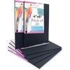 Eduway Medium Grain 4X6 Inch Cotton Black Canvas Board- Pack Of 20, (10X15 Cms) With 4Mm Mdf Board Backing, For Painting