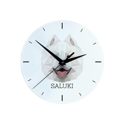 Samoyed, Bjelkier, Samoiedskaya Sobaka – Geometric Wall Clock with a Picture and the Brand Name | Art-Dog