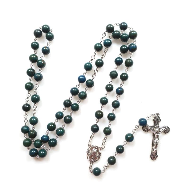 Vintage Religiöse Katholische Kreuz Rosenkranz Halskette Perlen Heilige Figur Jesus Hängen Anhänger Jesus Rosenkranz Halskette Für Frauen Männer